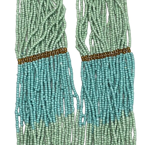 Boho Statement Strand Necklace Multi Strand Beaded  Turquoise Colored Jewelry u - Picture 3 of 5